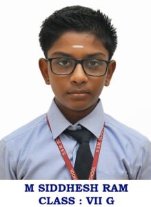 A REMARKABLE ACHIEVEMENT BY M SIDDHESH RAM OF VII G IN WINNING THE GOLD MEDAL AT THE CBSE SOUTH ZONE – I YOGASANA COMPETITION.