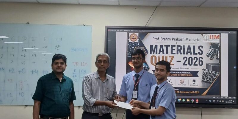 SAMVRITRAM MANIKANDAN (XII-C) AND ABINAV SRINIVAS P (XII-D), HAVE SECURED THE PRESTIGIOUS  2ND PRIZE AT THE BRAHM PRAKASH MEMORIAL MATERIALS QUIZ 2026 HOSTED BY IIT MADRAS.HEARTIEST CONGRATULATIONS TO OUR YOUNG INNOVATORS, AND WE WISH THEM CONTINUED SUCCESS.